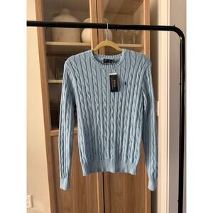 Polo Ralph Lauren Cable Knit Sweater Light Blue Size M NWT
